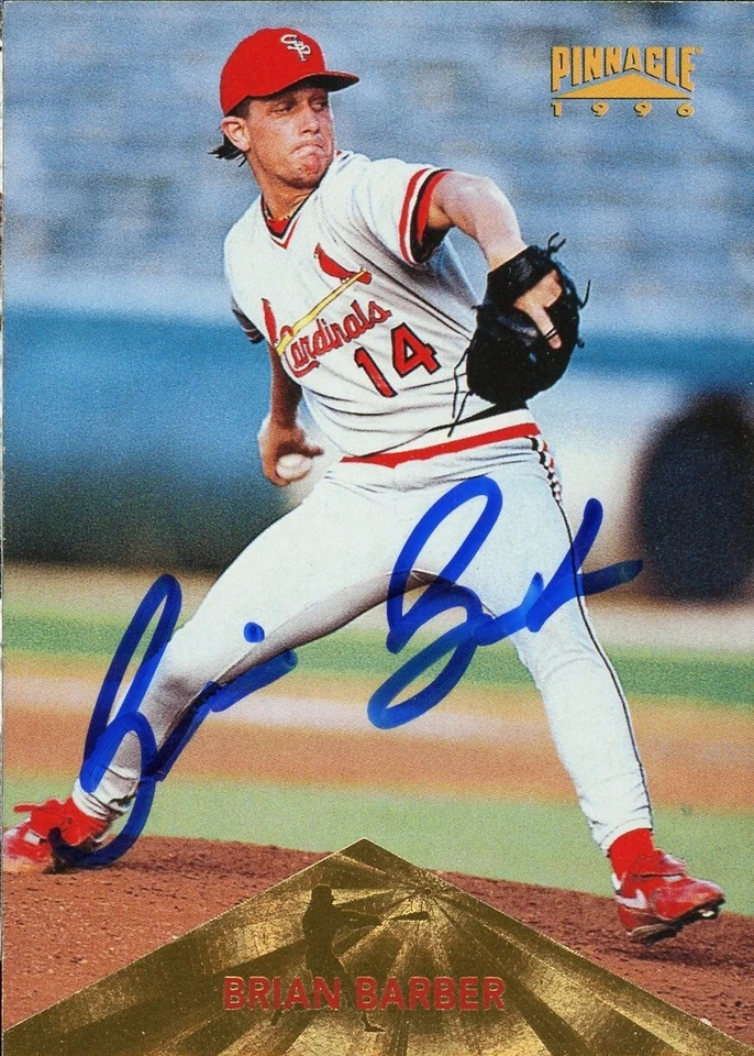 1996 Pinnacle BRIAN BARBER Signed Card autograph AUTO cardinals - Image 1 of 1
