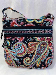 Vera Bradley Triple Zip Hipster Crossbody Shoulder Bag in Black Multi Paisley - Picture 1 of 15