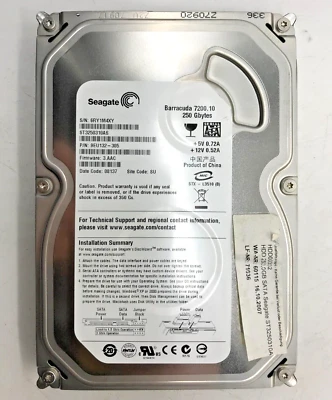 250 GB SATA FESTPLATTE SEAGATE BARRACUDA ST3250310AS  3,5 ZOLL #FP3405 - Bild 1 von 2