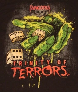T-SHIRT VEGAS FANGORIA TRINITY OF TERRORS HALLOWEEN ZOMBIE CONCERTO ADULTO L NUOVA - Foto 1 di 11