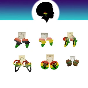 Africa Empress Royalty Jamaica Rasta Earrings Marley Reggae One Love Jamaica XL - Picture 1 of 19