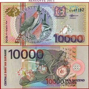 SURINAME 10.000 10000 GULDEN 1 1 2000 P 153 UNC free shipping from 100$ - Foto 1 di 5