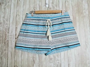 NWT ANN TAYLOR LOFT Women's Riviera SHORTS Size 0 White Blue Gray Striped Boho - Picture 1 of 12