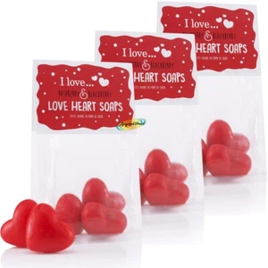 3x I Love Raspberry & Blackberry Love Heart 5 Soaps Xmas Gift Stocking Filler - Picture 1 of 1