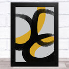 Black Grey Yellow Abstract Strokes Style 2 Wall Art Print