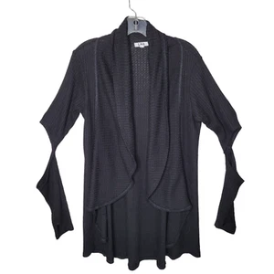 LNA Size Sm black Long Sleeve Open Front Cardigan Sweater top Open Elbows waffle - Picture 1 of 6