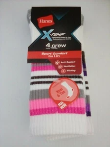 Hanes Women's X-Temp Active Crew Socks, Sport Comfort, Shoe Size 5-9, 4 pairs - Picture 1 of 3
