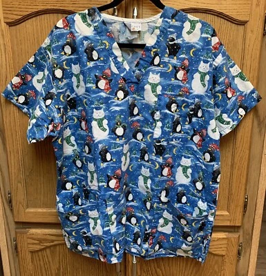 Peaches Uniforms Ladies XL Holiday Scrub Top - Image 1 of 4