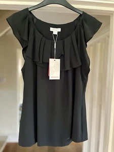 BNWT! Lovely Monsoon Black Fully Lined Top with layered pleat detail - Size 10 - Picture 1 of 13