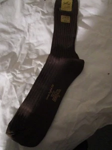 1 Pair Vintage Mens English Rib Lisle Dress Socks Mercerized Cotton USA Brown - Picture 1 of 3