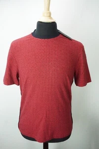 Giorgio Armani Black Label Red Black Woven Polyamide Blend T Shirt 48 NEW - Picture 1 of 5