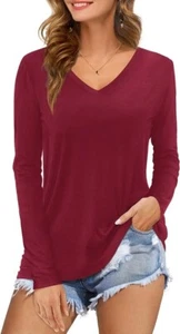 Beluring Autumn Women's Casual V Neck Tops Long Sleeve Blouse - Picture 1 of 36