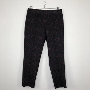 WAREHOUSE Womens Trousers UK 18 Black Red Print Slim Fit Work Pants - Picture 1 of 5