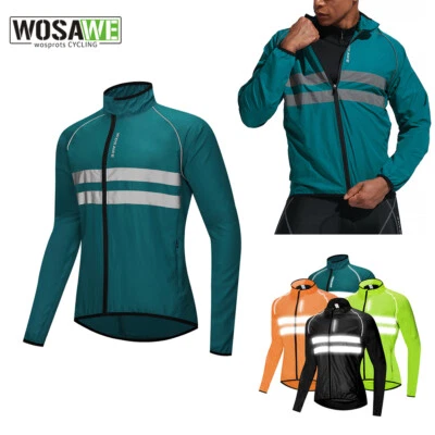 WOSAWE Men's Windproof Waterproof Cycling Jacket MTB Bike Sports Reflective Coat - Image 1 of 4
