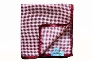 Battisti Pocket Cuadrado Blanco y Rojo Carmesí a cuadros, seda pura - Imagen 1 de 2