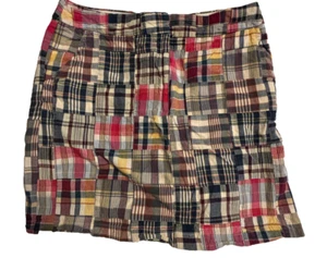 Marina Luna Madras Skirt, Plaid Patchwork Preppy Golf Beach Cruise Woman's 10 - Picture 1 of 5