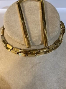 VTG. MONET GOLDTONE BARS RECTANGULAR EDGES METAL EXTRA LONG PIERCED EARRINGS SET - Picture 1 of 12