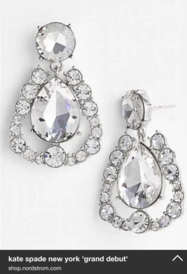 Stunning Kate Spade Chandelier Earrings GRAND DEBUT Clear Crystal Rhodium Large - Image 1 of 4