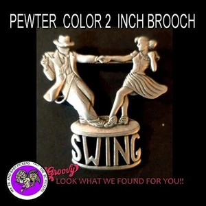 "JJ" Jonette Jewelry Silver Pewter 'Dance Swing Mystic' Brooch Pin - Picture 1 of 2