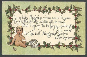 1906 PPC* Tarjeta de Año Nuevo de colección en relieve y colorida sin publicar - Imagen 1 de 1