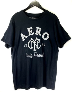 Aeropostale Aero Mens Black T-shirt Tee Size XL/TG 100% Cotton Urbanwear Relaxed - Picture 1 of 10