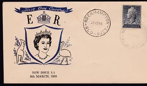 Australia 1955 QEII 1'0 1/2d Blue MILLER BROS FDC Cover Unaddressed QLD CDS - Picture 1 of 1