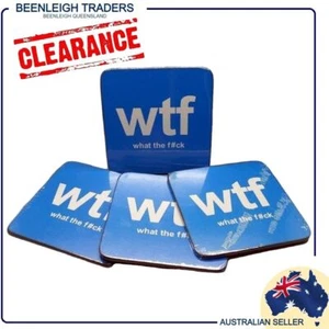4 Pack Drink Coasters WTF - WHAT THE F#CK Brand New - Imagen 1 de 9