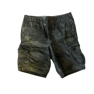 Abercrombie Fitch Camo Cargo Shorts Button Fly Drawstring Twill Six Pocket 34” - Picture 1 of 6