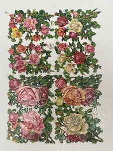 ๐PZB # 1298 VTG. diecut Embossed Floral Scrap Uncut Sheet Germany 1 Day Ship!๐ - Picture 1 of 5