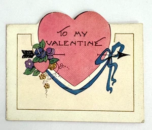 Antique Victorian Embossed Heart Bouquet Valentine Card To My Valentine 1900s - Picture 1 of 4