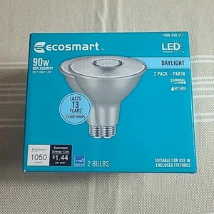 ECOSMART 90w PAR38 Dimmable Energy Star LED Flood Light Bulb Daylight 2 Bulbs - Picture 1 of 5
