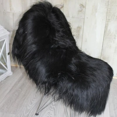Alfombra de piel de oveja islandesa genuina alfombra negra de piel larga alfombra de piel de oveja súper suave OFERTA Foto 1 de 4