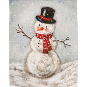 Cotton Kitchen Dish Towel - Snowman In Top Hat & Scarf 20x26 NEW - Picture 1 of 3