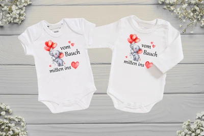 MARKENLOS Baby Body Druck Aus dem Bauch mitten ins Herz Geschenk Geburt Taufe