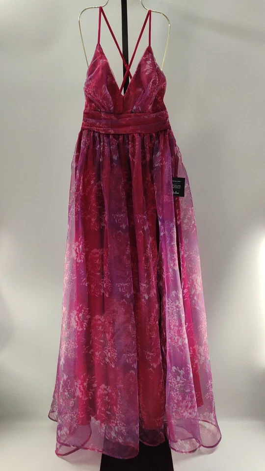 Vestido maxi feminino Lulus romance que impressiona magenta estampa floral organza G - Imagem 1 de 2
