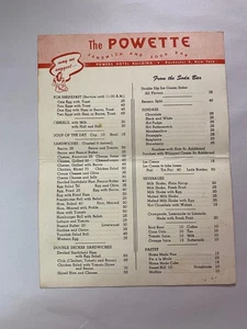 The Powette Sandwich und Soda Bar Menü, Powers Hotel Gebäude Rochester N.Y.  - Bild 1 von 2