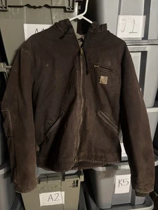 Vintage Carhartt Hooded Zip Up Jacket Mens M Brown RN# 14806 Heavy Duty - Picture 1 of 4