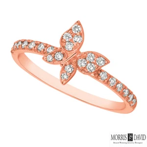 0.25 Carat Natural Diamond Butterfly Ring G SI 14K Rose Gold - Picture 1 of 1