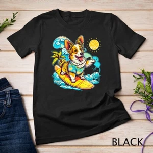 Camiseta Welsh Corgi Perro Surfing con Patrón de Piña Unisex - Imagen 1 de 15