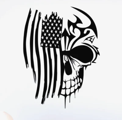 Skull USA Distressed Flag Decal Stickers Car Truck Tumbler Wall - Image 1 of 4