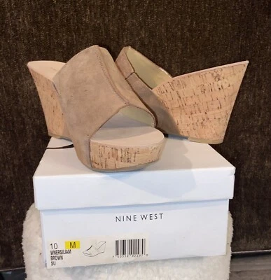 Sandálias cunha marrom Nine West tamanho 10 - Imagem 1 de 4