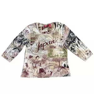 Vintage Y2K Japan All Over Print 3/4 Arm Shirt Large - Bild 1 von 4