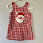 Kelly’s kids girls 5-6 small red white checker dress Santa applique Christmas