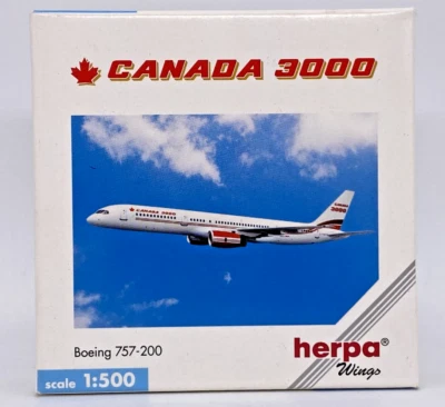 Herpa Wings 503839 Canada 3000 Airlines Boeing 757-200 1:500 Diecast Air NUEVO EN CAJA NUEVO Foto 1 de 4