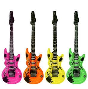 INFLATABLE BLOW UP NEON GUITARS / 80's Fancy Dress Party Prop, 4 colours, 106cm - Picture 1 of 1