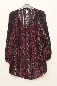 M&co size 14 floral print long lenght sleeved top crew neck worn - Picture 1 of 1