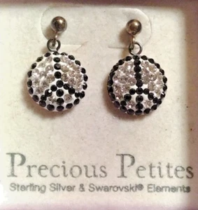 Edle Petites Mädchen Ohrringe Gold und Schwarz Peace Zeichen - Bild 1 von 2