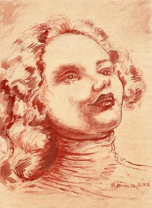 PORTRAIT AU CRAYON ORIGINAL 1938, signé " Marie Monin " - Foto 1 di 2