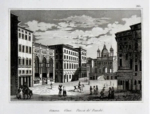 1834=VIEW,ANIMATED BY GENOA, PIAZZA DE' BANCHI.. LIGURIA.AUDOT.Steel.ETNA - Picture 1 of 1