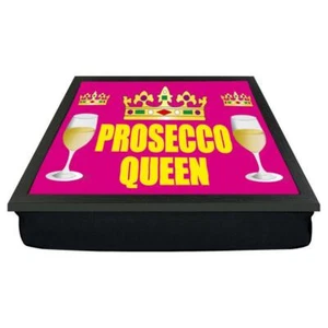 Prosecco Queen Novelty Sister Mother Cushion Laptop Lap Dinner Tray Present Gift - Picture 1 of 2